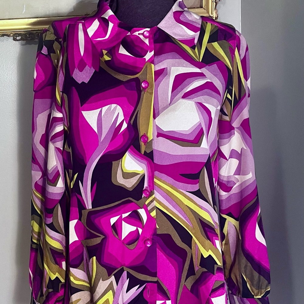MISSONI FOR TARGET Purple and Pink Long Sleeve Button Down Blouse